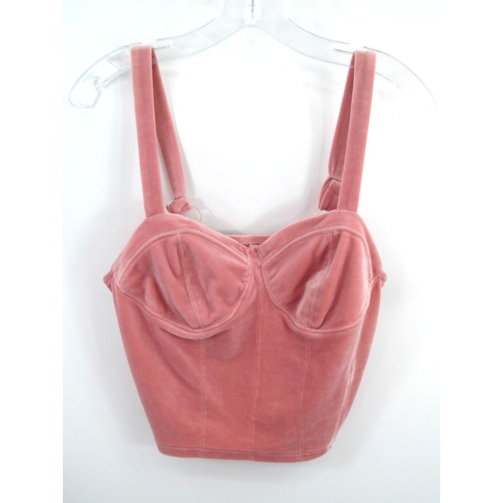 No Boundaries Pink Velvet Bustier Corset Top Womens XL Fairycore Whimsical